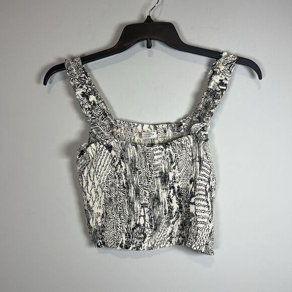 PAPER CRANE anthropolgie BLACK IVORY CROP TOP Tank Elastic CA 07043 NWOT Large - Picture 3 of 6